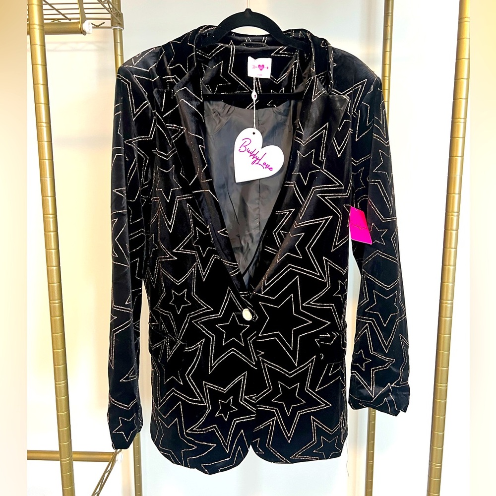 Buddy Love Black Velvet Star Blazer (XL)